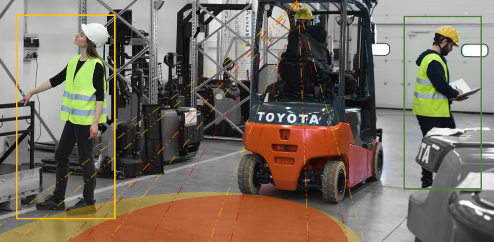 Automatisch heftrucks afremmen of stoppen